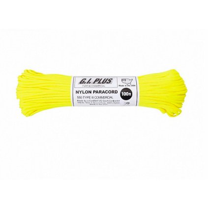Padáková šňůra PARACORD Nylon 30m Neon Žlutá