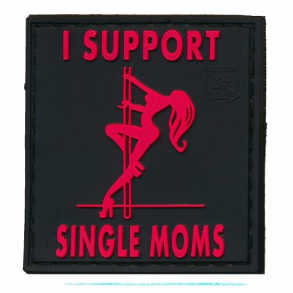 Gumová nášivka I Support Single Moms Černá