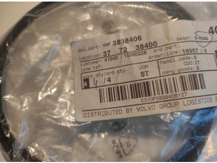 Volvo Penta o-kroužek víčka chladiče plnicího vzduchu D3/D4/D6 Volvo Penta