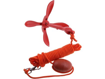 11187 1 sada pro kotveni malych plavidel s 0 7 kg viceramennou kotvou s cervenou barvou