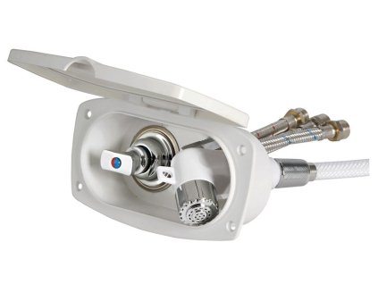 Set sprchy Boris s oválnou schránkou a mixážním ventilem na teplou a studenou vodu (Provedení s PVC hadicí)