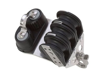 12810 1 trojita mini kladka viadana se seklem zavesem a zasekem pro lana 6 mm prumer 22 mm