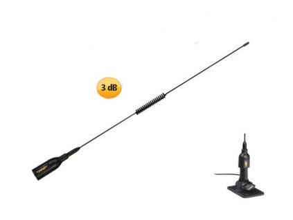 VHF sklolaminátová anténa Supergain Target k radiostanicím pro motorové lodě a jachty s integrovaným plastovým jednokloubovým držákem, délka 53 cm