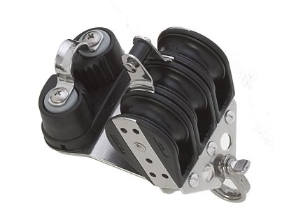 14832 trojita kladka viadana se seklem zavesem a zasekem s kulickovym loziskem pro lana max 10 mm