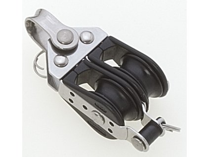 1764 1 dvojita mini kladka viadana se seklem a zavesem pro lana 8 mm prumer 28 mm