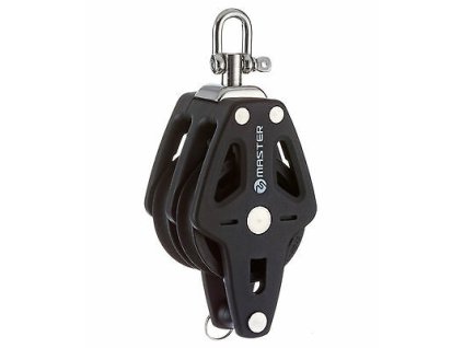 18183 dvojita kladka master 35 mm s otocnym seklem a zavesem pro lano 8 mm