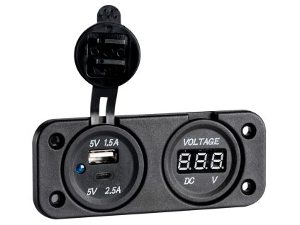 18258 panel s digitalnim voltmetrem 8 32v a usb a a usb c zasuvkou