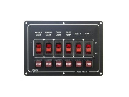 2547 1 hlinikovy horizontalni prepinaci panel se 6 podsvicenymi tlacitky