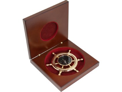 3504 1 kompas ve tvaru kormidelniho kola v darkove krabicce mosaz