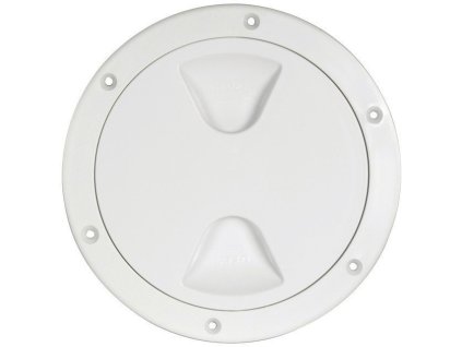 Kulaté šroubovací inspekční víko v bílé barvě s těsnícím kroužkem, vnitřní průměr 125 mm