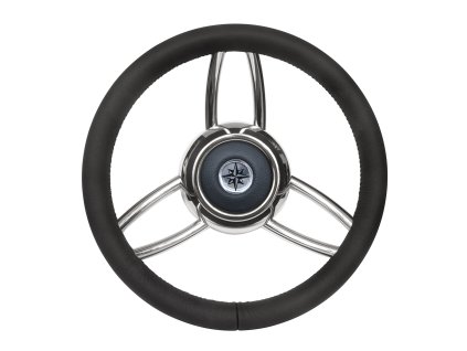 4860 1 luxusni cerny volant s nerezovym stredem prumer 35 cm