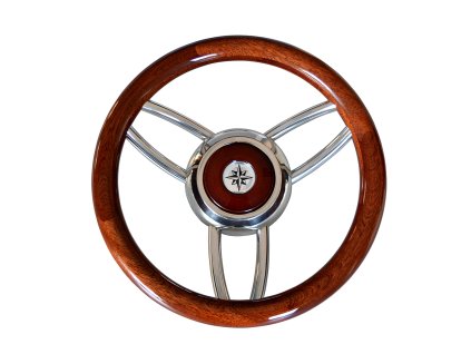 4863 1 luxusni mahagonovy volant s nerezovym stredem prumer 35 cm