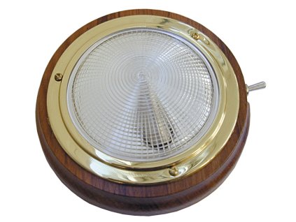 Mosazné stropní svítidlo s teakem a vestavěným spínačem, průměr 110, 140 a 175 mm (Průměr 155 mm)