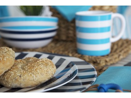 Námořní talíř Aqua (Rozměr velký talíř - navy modrá barva s bílými proužky)