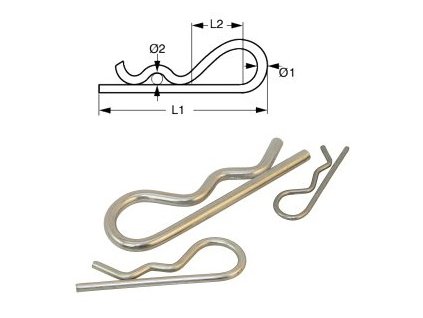 Nerezová BETA závlačka, délka 48 - 78 mm (Velikost průměr 4 mm - délka 82 mm)