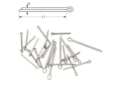 Nerezová klínková závlačka, délka 10 - 50 mm (Velikost průměr 4 mm - délka 50 mm)