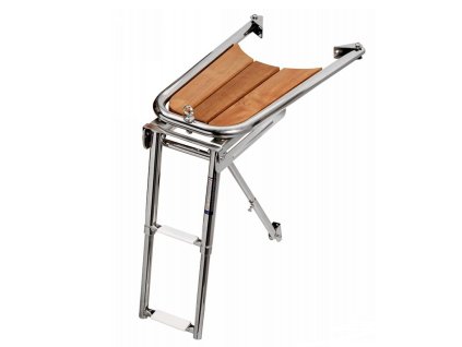 6786 1 nerezovy celen s teakem dolphin ladder s nastavitelnou vzperou a teleskopickym zebrikem se 2 prickami