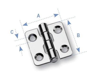 Nerezový čtvercový pant, rozměr 38,5 x 40 a 48 x 40 mm (Rozměr 38,5 (A) x 40 (B) mm)
