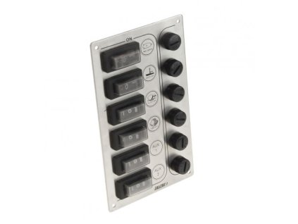 7158 1 nerezovy panel se 6 prepinaci vcetne pojistek pro 12 24 v