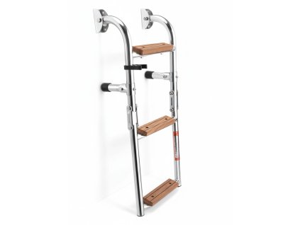Nerezový skládací žebřík se dřevěnými 2+1 schůdky, šíře 240 mm