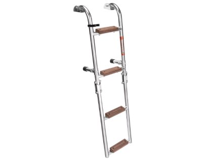 Nerezový skládací žebřík se dřevěnými 2+2 schůdky, šíře 240 mm