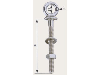 Čep s pevným okem, M6 - M12 (Velikost M8 - 80 (A) x 7 (C) x 14 (D) mm)