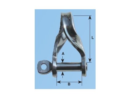 Nerezový zkroucený plechový šekl se šroubovacím čepem o průměru 5 - 8 mm (Provedení průměr čepu 8 mm)