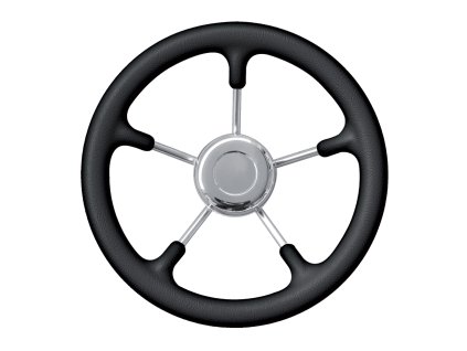 840 1 cerny polyuretanovy volant s 5 nerezovymi paprsky prumer 28 cm