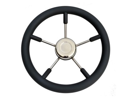 843 1 cerny polyuretanovy volant s 5 nerezovymi paprsky prumer 35 cm