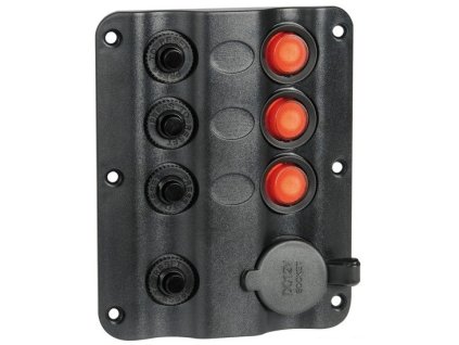 855 1 cerny prepinaci panel wave s 3 led podsvicenymi tlacitky a zasuvkou na 12 v