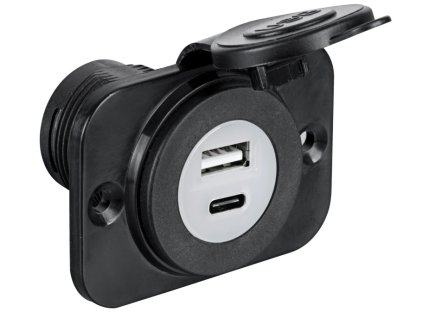 9387 2 plastova dvojita usb zasuvka s usb a a usb c na zabudovani