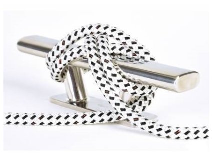 Polyesterové bílé vyvazovací lano s černým žíháním Bavaria (Průměr 18 mm)