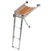 6789 1 nerezovy celen s teakem dolphin ladder s nastavitelnou vzperou a teleskopickym zebrikem se 3 prickami