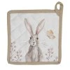 reb45 pot holder 20x20 cm white brown cotton rabbit square strainer pot holder