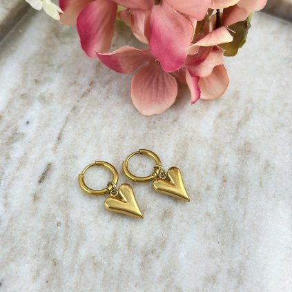 Náušnice kruhy se srdcem