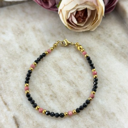 Náramek se spinelem a rodonitem