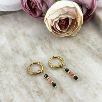 Náušnice kruhy se spinelem a rodonitem