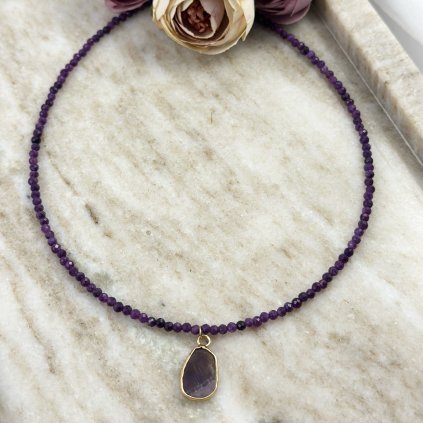 Ametystový náhrdelník s přívěskem