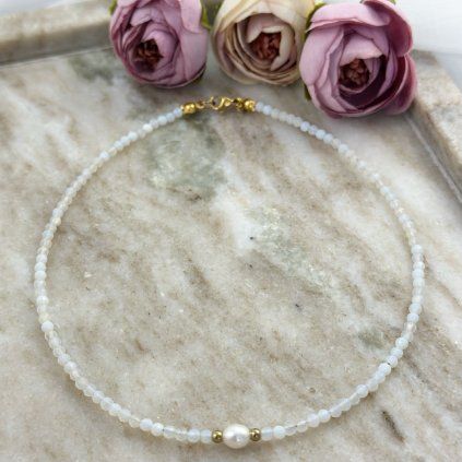 Náhrdelník s opálem a pravou perlou