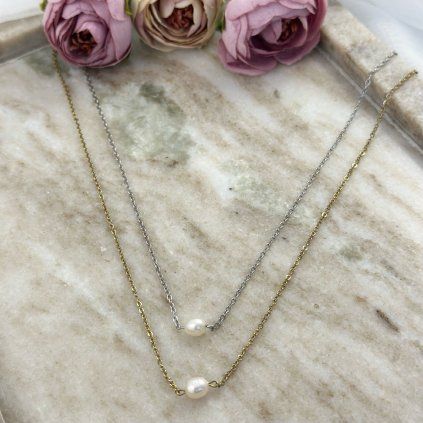 Náhrdelník s amazonitem a pravou perlou