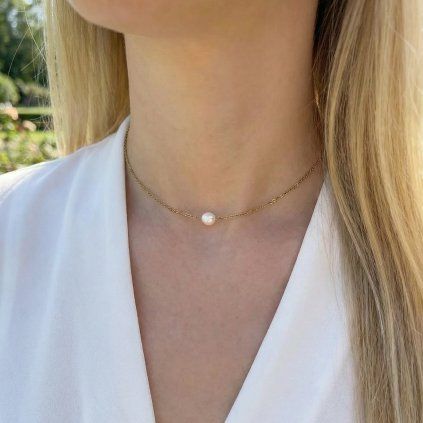 Náhrdelník s amazonitem a pravou perlou