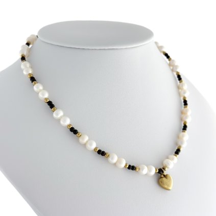 Perlový náhrdelník se srdíčkem Alba