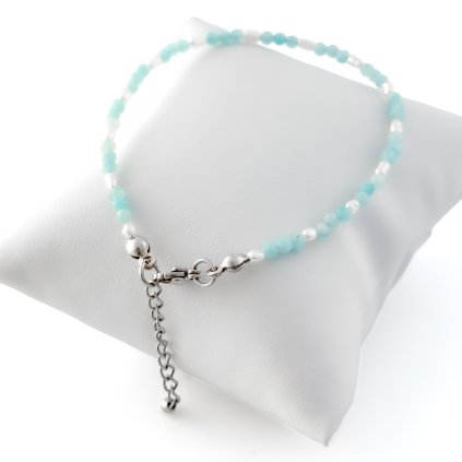 Náramek s říčními perlami a amazonitem