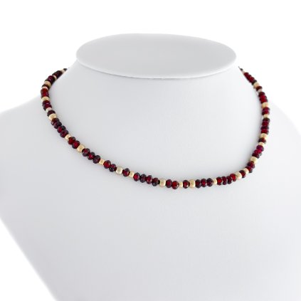 Náhrdelník choker s přírodním granátem a korálkami