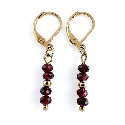 Náušnice s přírodním granátem a korálkem
