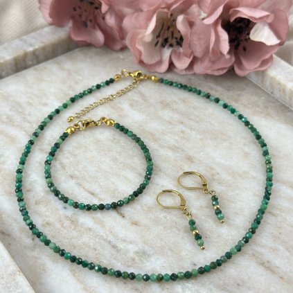 Souprava šperků z přírodního smaragdu