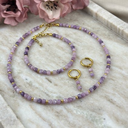 Souprava šperků z přírodního lepidolitu