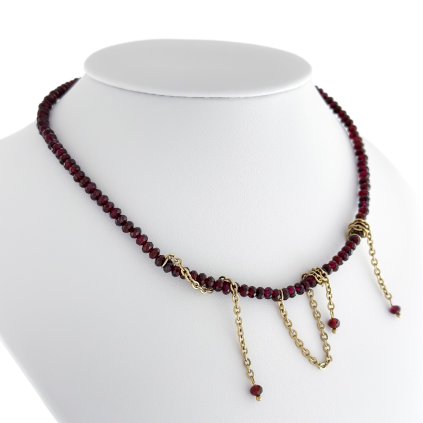 Choker s přírodním granátem Emma