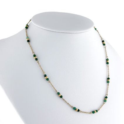 Náhrdelník z chirurgické oceli se smaragdy Thea