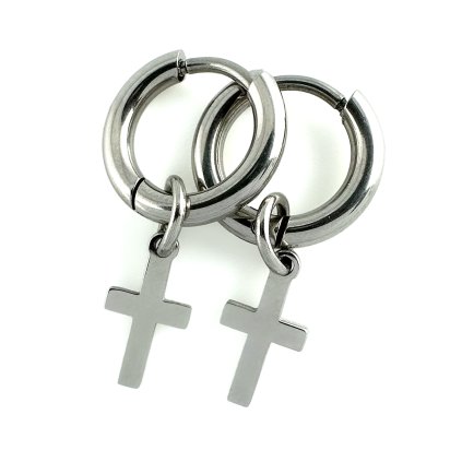 Kruhové náušnice z chirurgické oceli Cross
